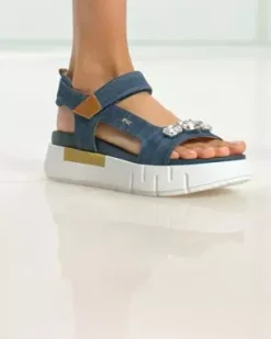 Sandali Donna in Tessuto e Pelle