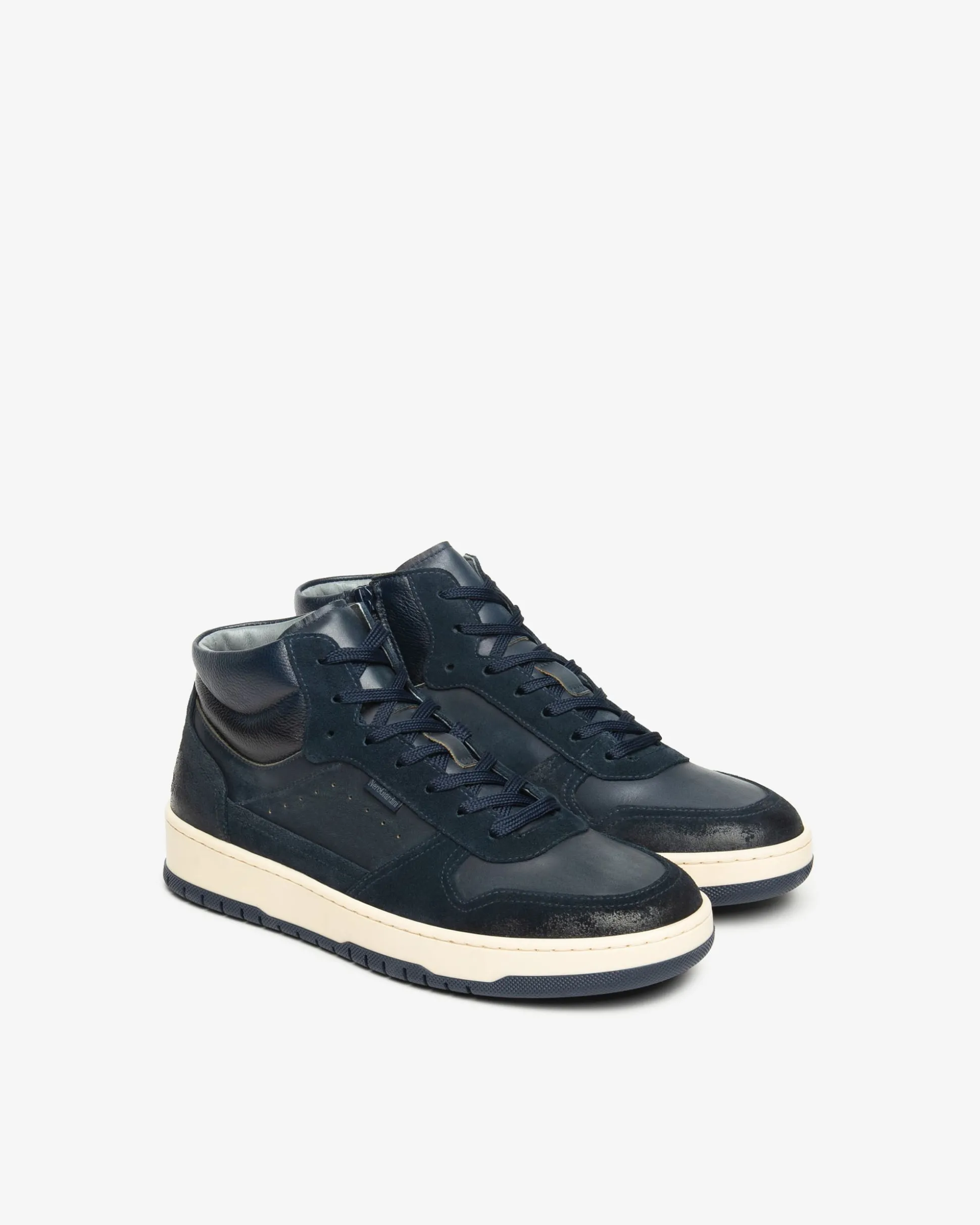 Sneakers Alta Uomo in Pelle e Camoscio