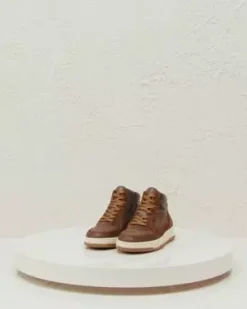 Sneakers Alta Uomo in Pelle e Camoscio