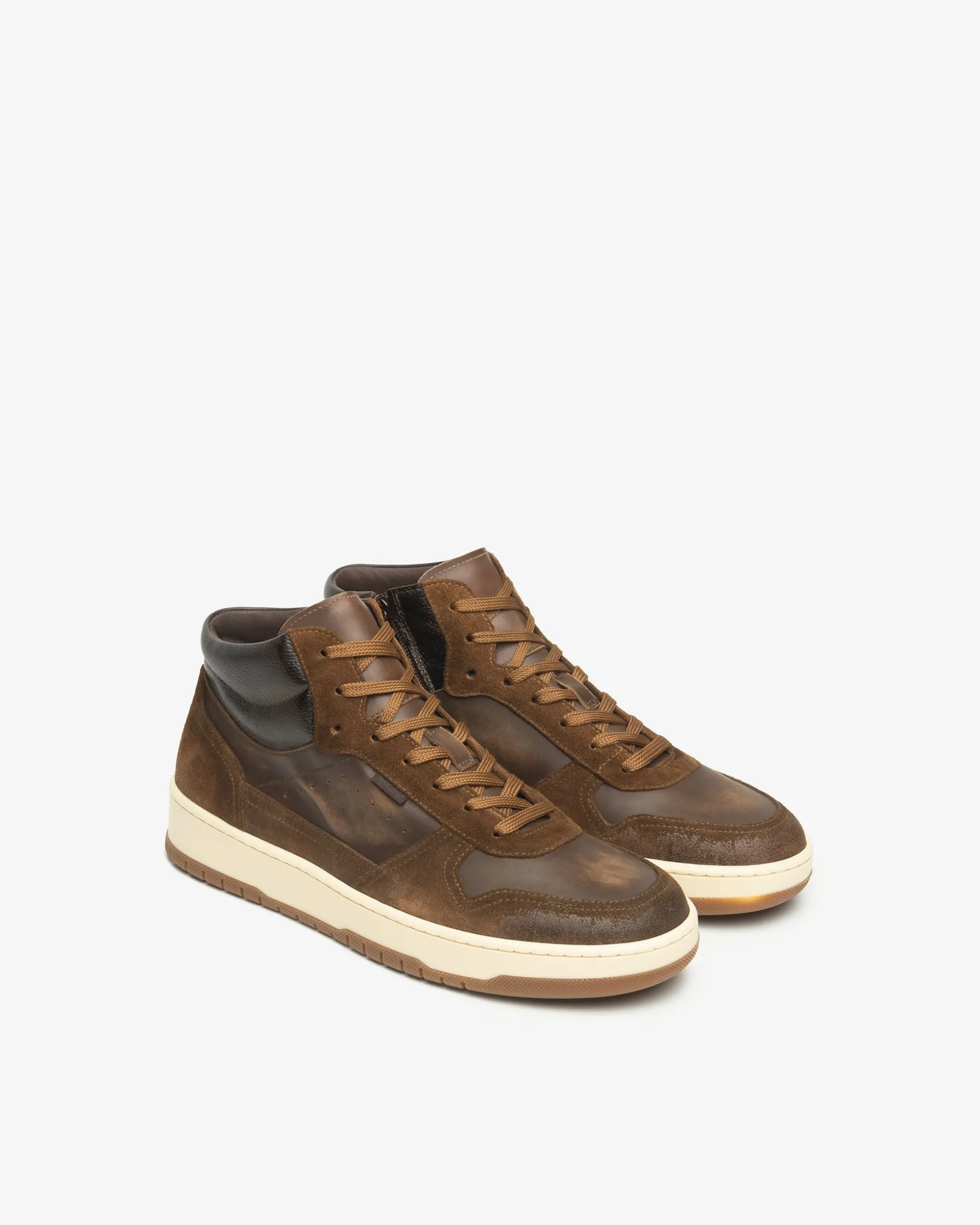 Sneakers Alta Uomo in Pelle e Camoscio