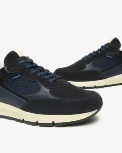 Sneakers Uomo in Camoscio, Pelle e Tela